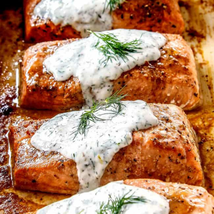 Baked Salmon with Dill Sauce Recipe - Cheff Recipes