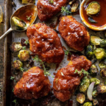 Sheet Pan Hot Honey Mustard Chicken And Crispy Brussels Sprouts - Cheff ...