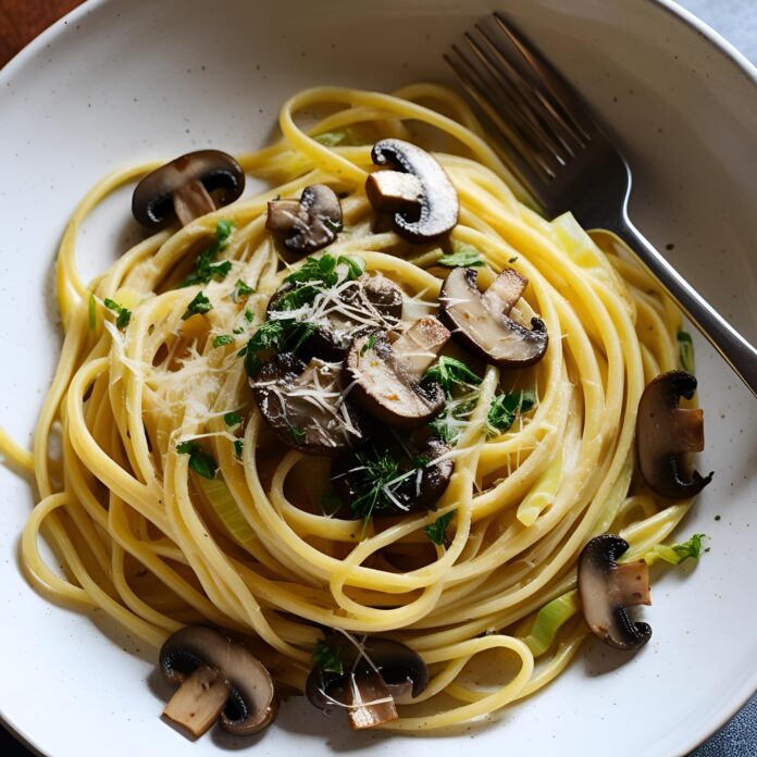 Caramelized Leek and Mushroom Gruyere Pasta