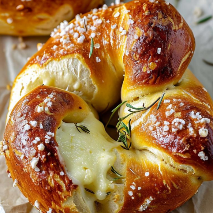 Mozzarella Stuffed Soft Pretzels (60 Minutes)