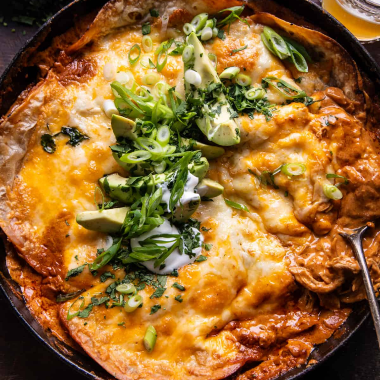 Skillet Creamy Chipotle Chicken Enchiladas