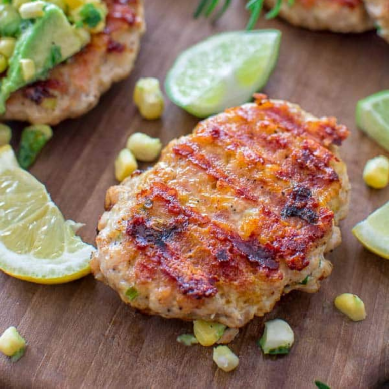 Chicken Burgers with Avocado Corn Salsa Recipe