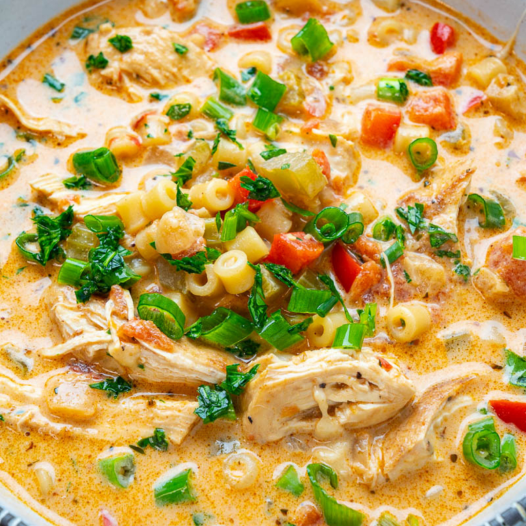 Creamy Parmesan Cajun Chicken Pasta Soup Recipe