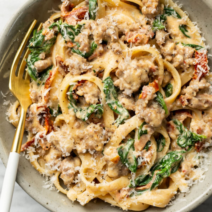 Creamy Tuscan Sausage Pasta Recipe