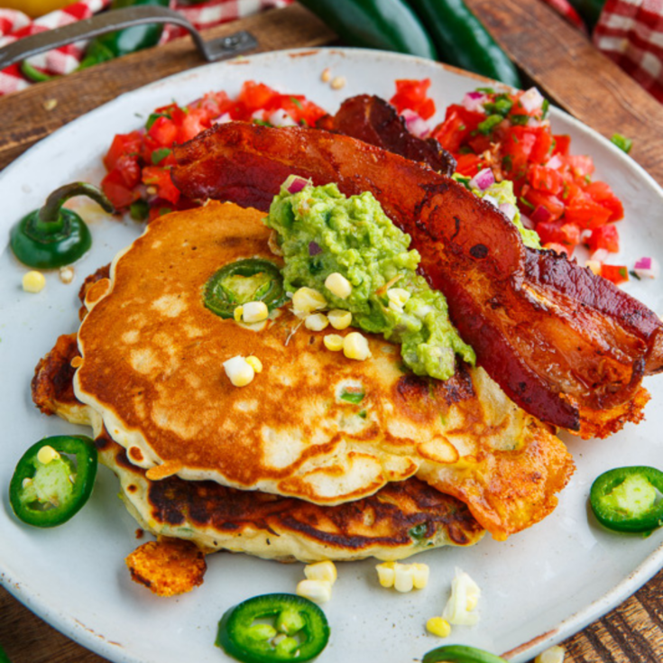 Jalapeno and Cheddar Corn Pancakes with Bacon Recipe