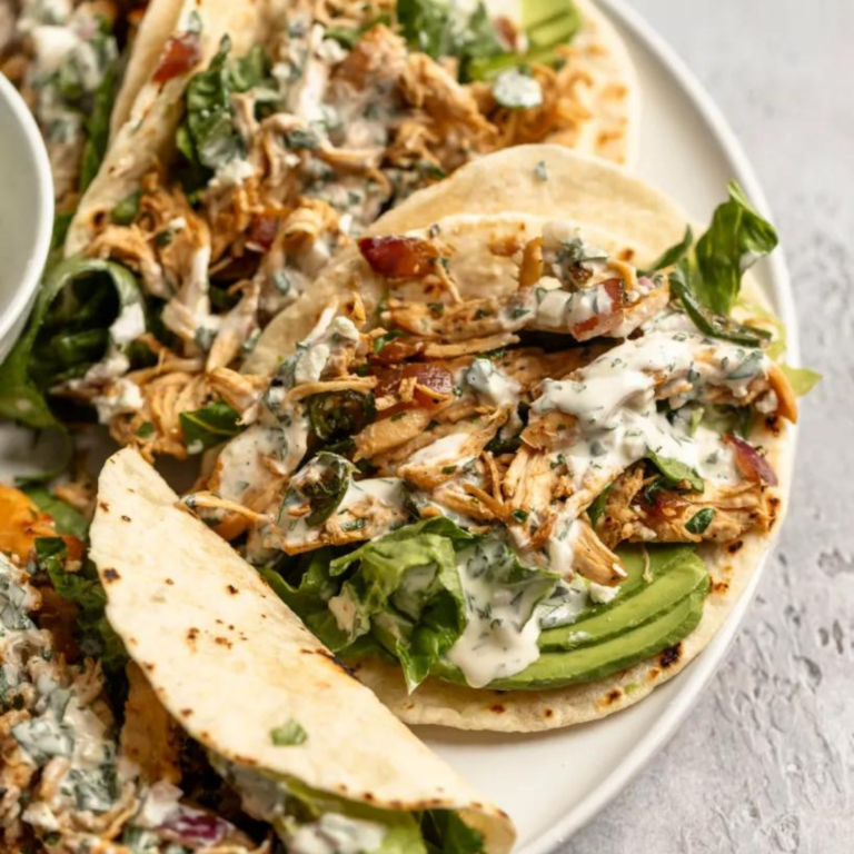 Shredded Chicken Tacos with Creamy Chimichurri Sauce Recipe