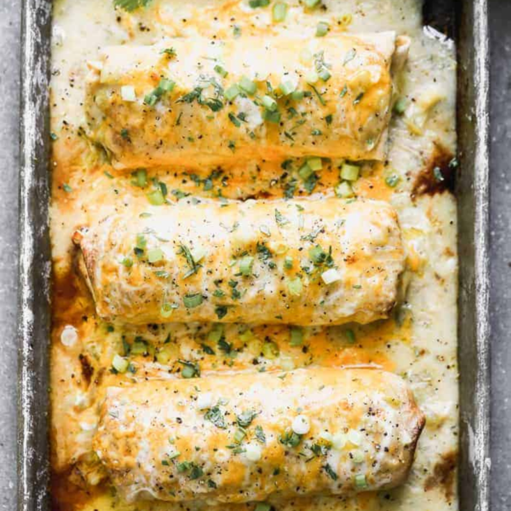 Smothered Green Chile Chicken Burritos Recipe
