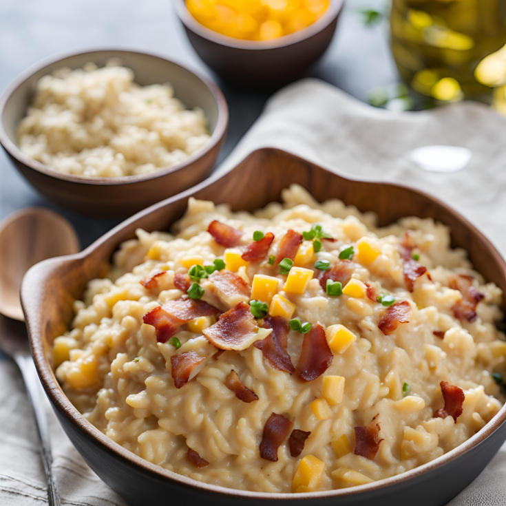 Bacon, Cheddar, and Chicken Risotto for Two