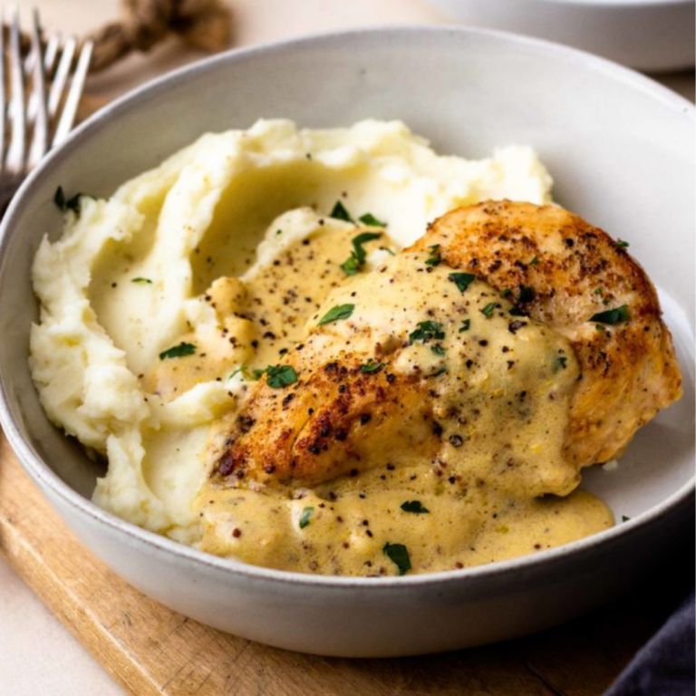 Chicken with Creamy Dijon Sauce and Mashed Potatoes Recipe