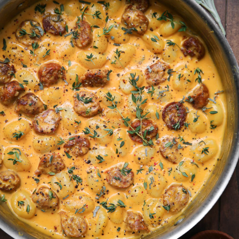 Creamy Butternut Squash Gnocchi with Sausage, Thyme, and Sage Recipe