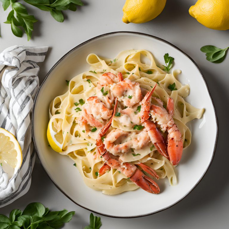 Creamy Lemon Lobster Fettuccine