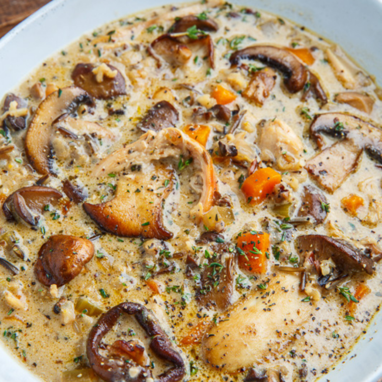 Creamy Mushroom Chicken and Wild Rice Soup