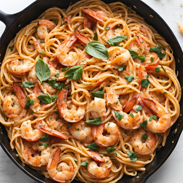 Creamy Tomato Pesto Shrimp Pasta