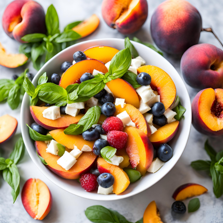 Honey Lime Basil Peach Fruit Salad