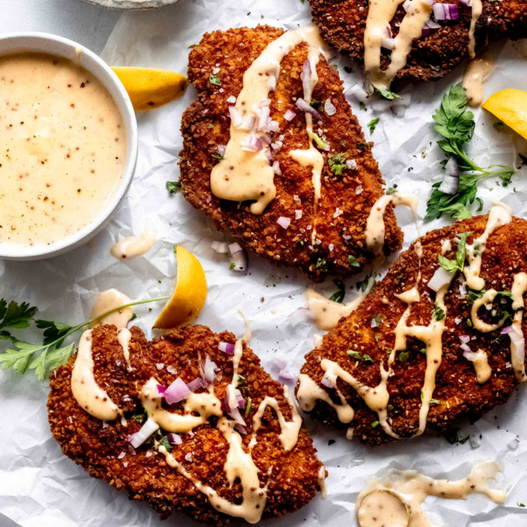 Pretzel Crusted Chicken with Cheddar Mustard Sauce