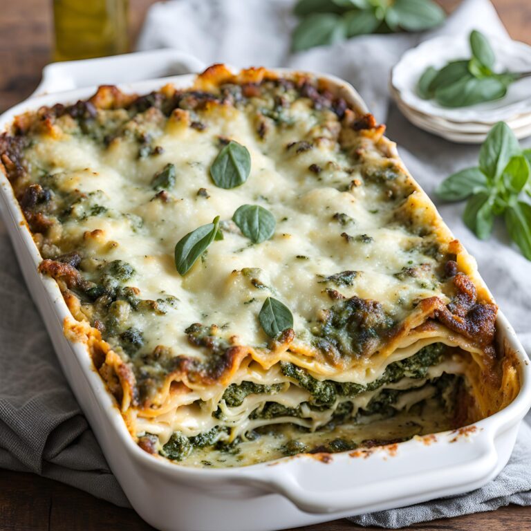 4 Cheese Sage Pesto Florentine Lasagna