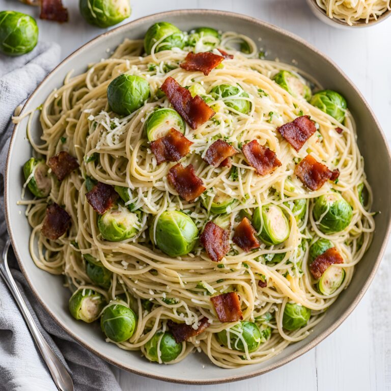 Bacon Parmesan Brussels Sprouts Spaghetti