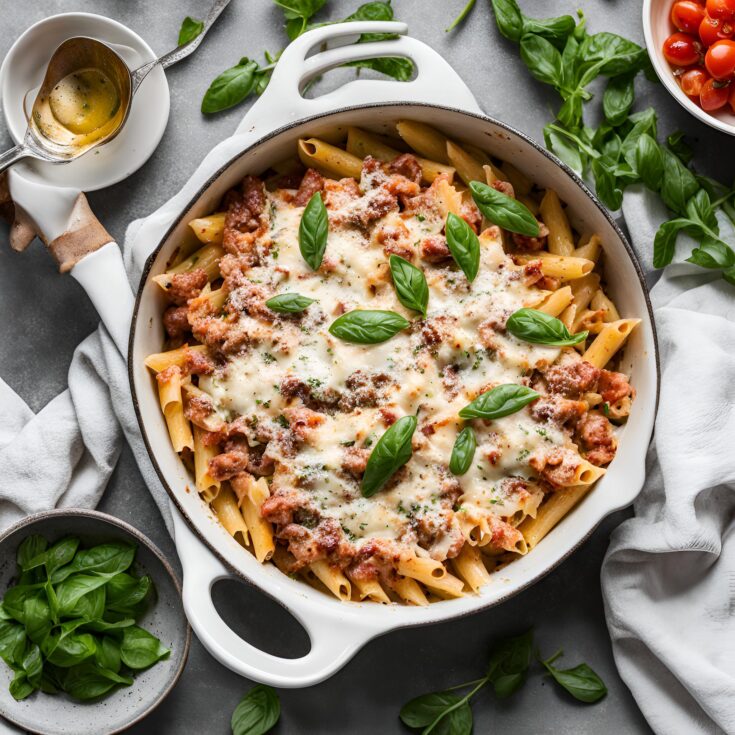 Baked Sausage Ricotta Pasta