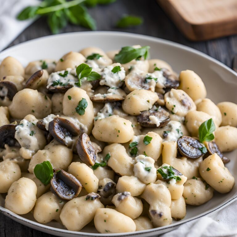 Creamy Goat Cheese Mushroom Gnocchi