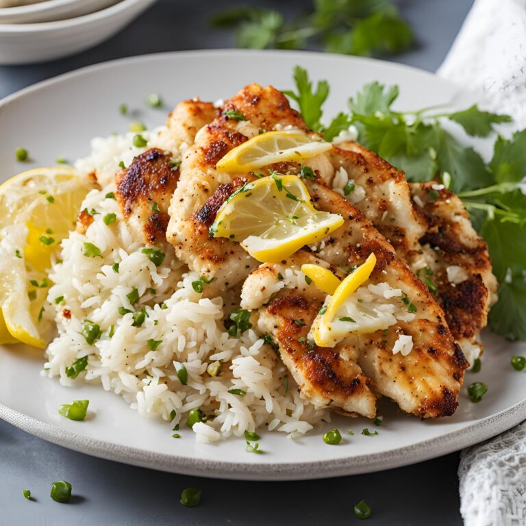 Crispy Feta with Lemon Pepper Chicken and Rice Recipe