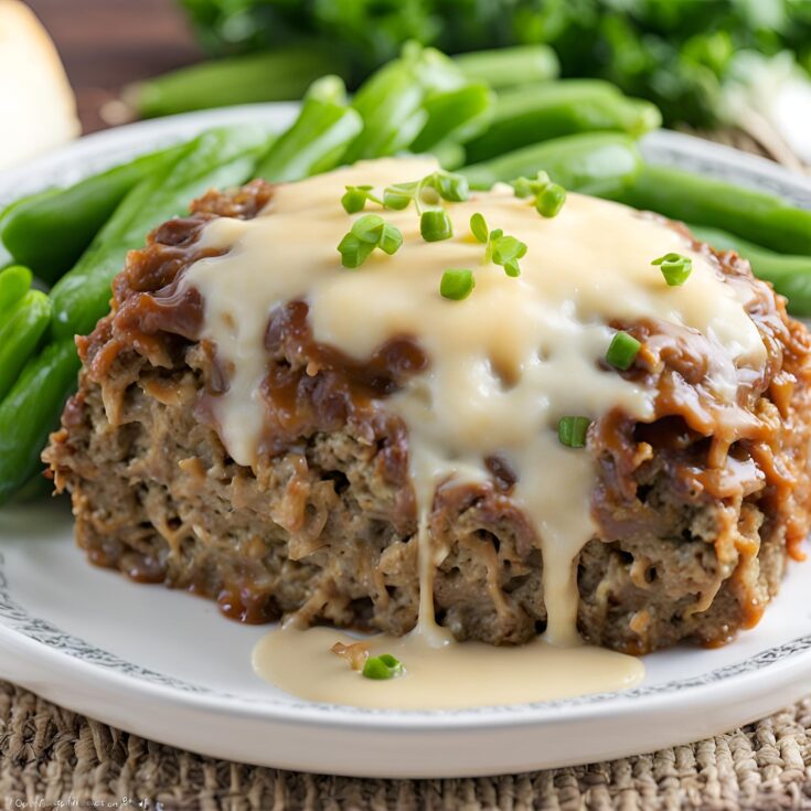 Crockpot French Onion Meatloaf with Melted Swiss Cheese Recipe