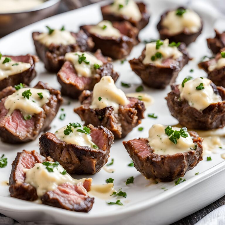 Garlic Butter Steak Bites with Parmesan Cream Sauce recipe