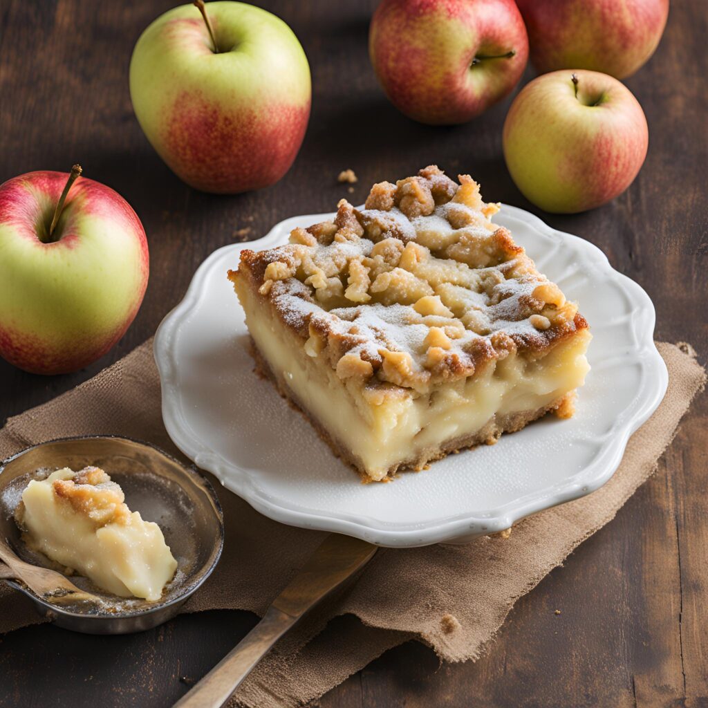 German Apple Cake With Custard And Streusel Topping 