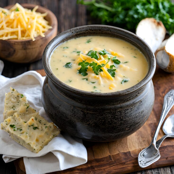 Hearty Cheddar Garlic Herb Potato Soup
