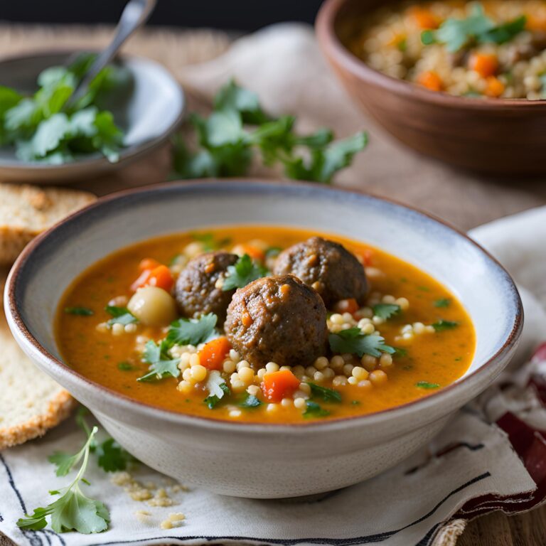 Mini Moroccan Meatball Couscous Soup