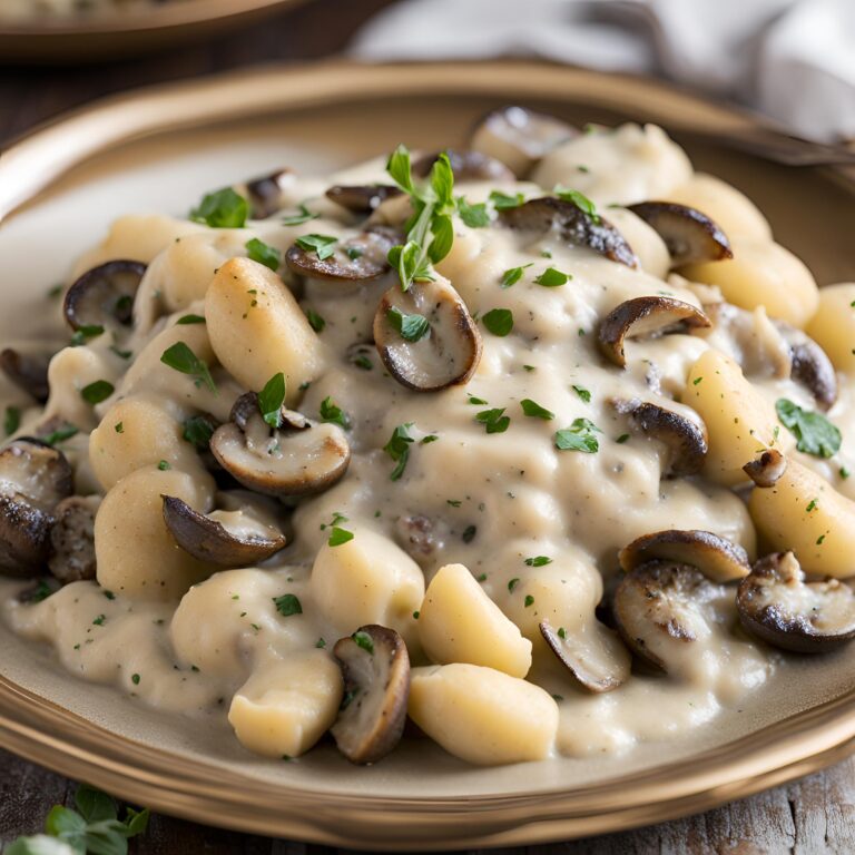 Mushroom Gnocchi with Parmesan Cream Sauce Recipe