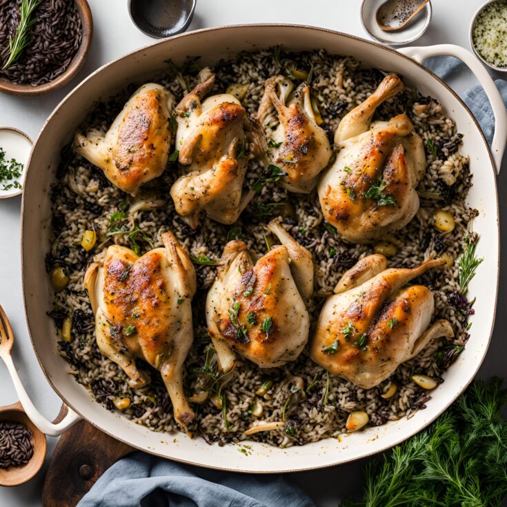 One Pan Roasted Herb Chicken and Wild Rice Recipe
