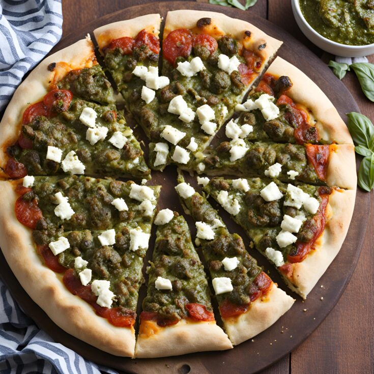 Pesto Pizza with Feta Stuffed Crust Recipe