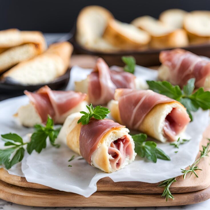 Prosciutto Wrapped Baked Brie Rolls