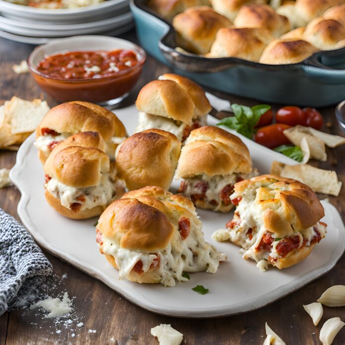 Pull Apart Roasted Garlic Pizza Dip Sliders