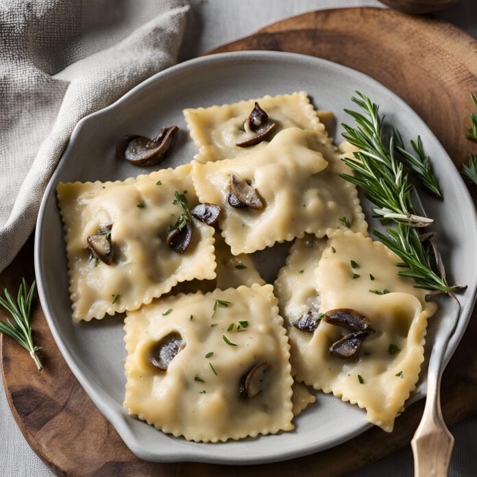 Rosemary Butter Mushroom and Cheese Ravioli