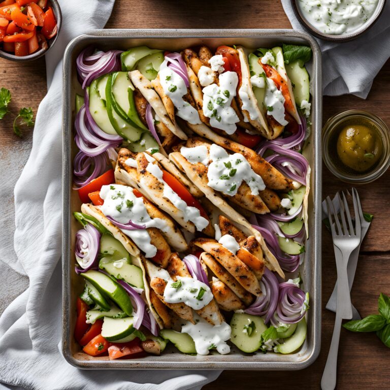 Sheet Pan Chicken Gyros with Feta Tzatziki Recipe