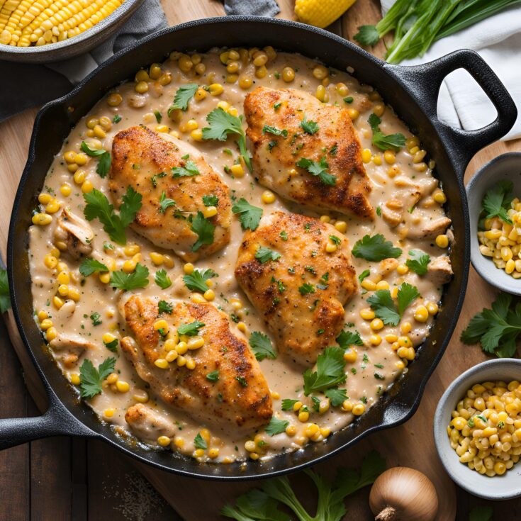 Skillet Creamy Cajun Chicken Lazone with Herby Corn