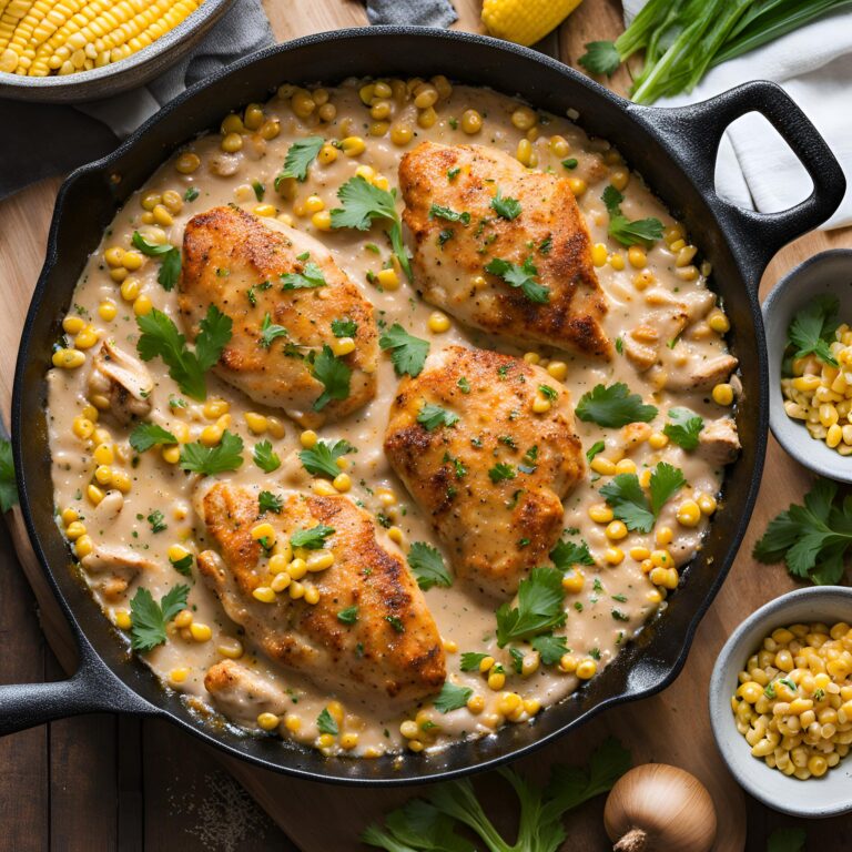 Skillet Creamy Cajun Chicken Lazone with Herby Corn