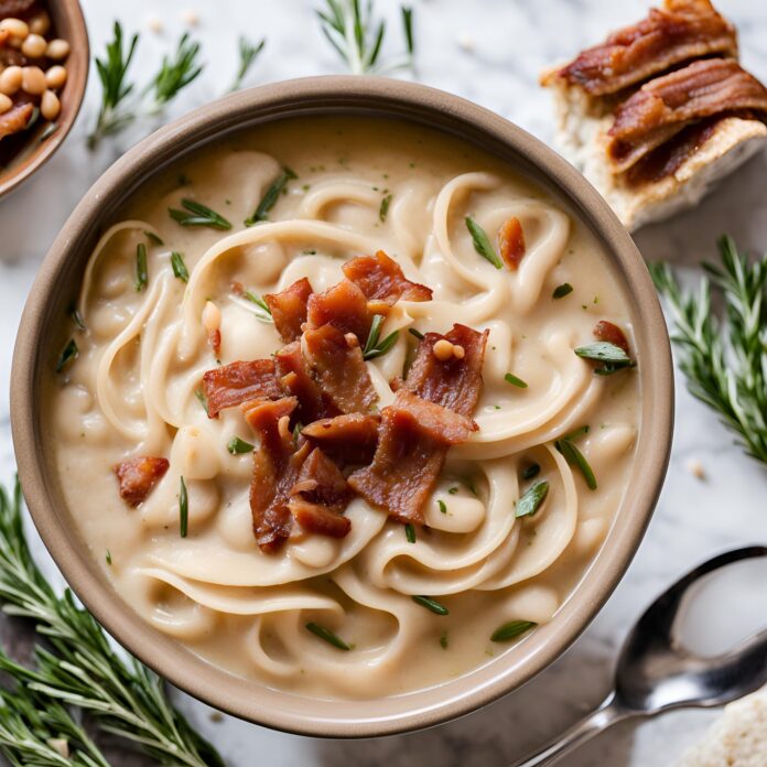 Slow Cooker Creamy White Bean Noodle Soup Recipe
