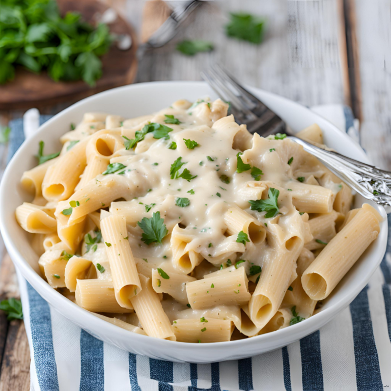 Slow Cooker Rigatoni Chicken Alfredo