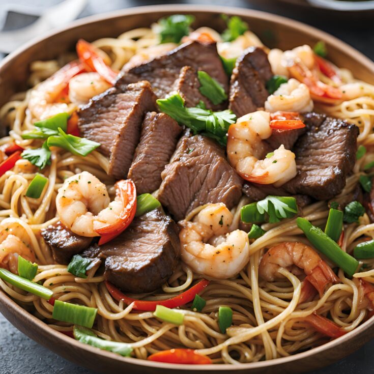 Steak & Shrimp Stir-Fried Noodles