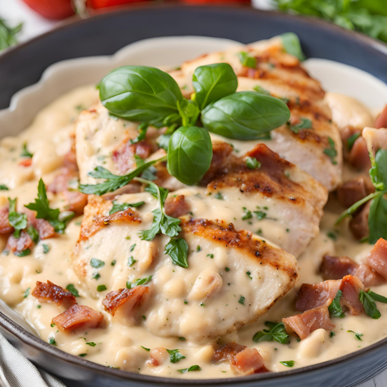 Tuscan Pancetta Chicken Breast in Garlic Cream Sauce Recipe