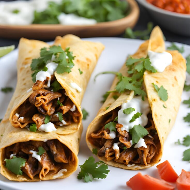 Air Fryer Mushroom Tinga Flautas