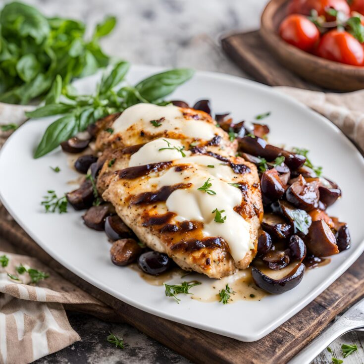 Balsamic Baked Chicken Breast With Mozzarella Cheese