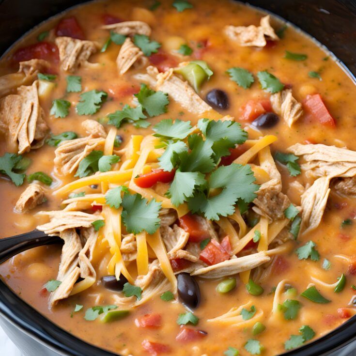 Cheesy Slow Cooker Chicken Fajita Soup Recipe