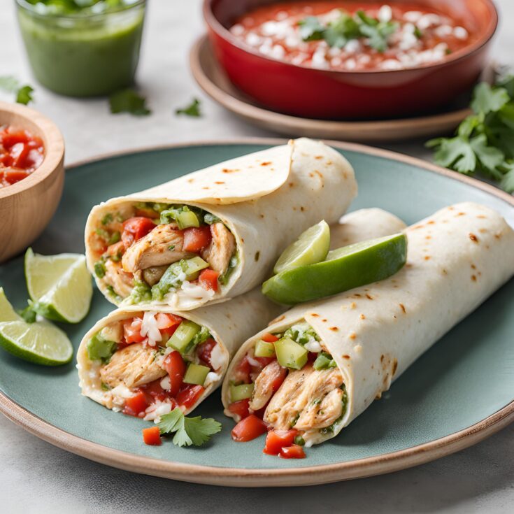 Chicken Burrito Recipe with Red and Green Sauce