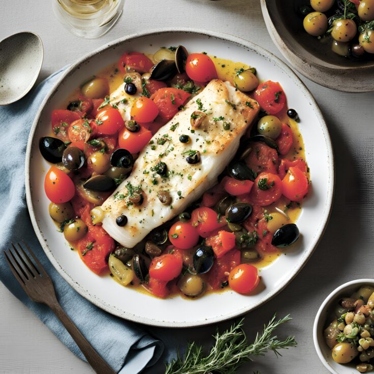 Cod Provençal with Tomatoes, Capers and Olives