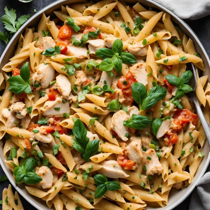 Creamy Spicy Chicken Pasta with Summer Vegetables