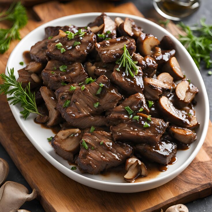 Easy Balsamic Glazed Steak Tips and Mushrooms Recipe