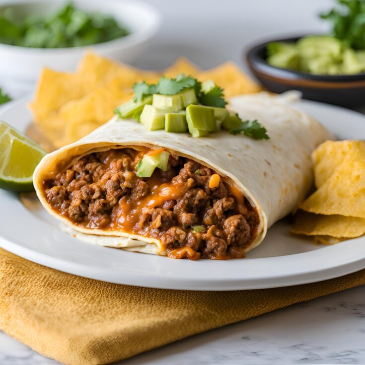 Enchilada Style Ground Beef Burritos